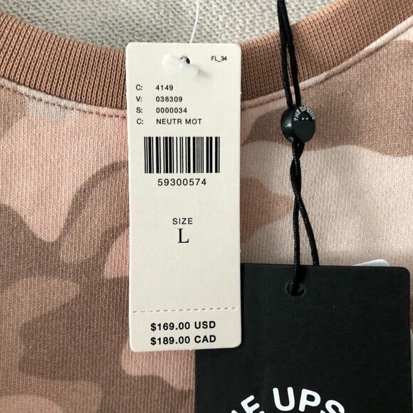Anthropologie x The Upside Alena Drawstring Crew Sweatshirt Neutral & Pink NEW - Picture 6 of 11